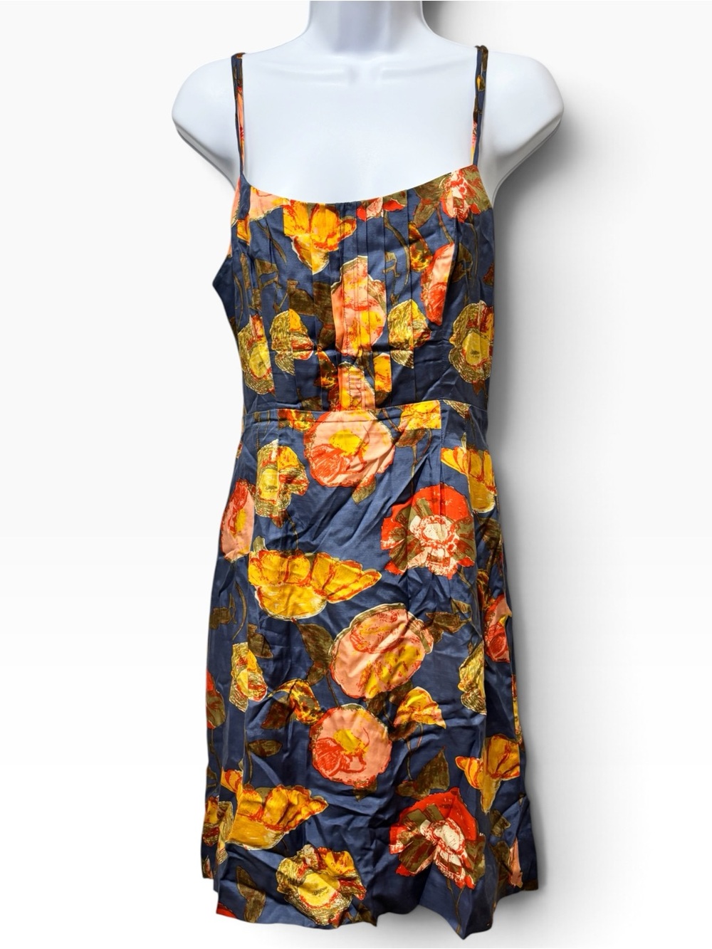 Maeve Anthropologie Blue Floral Cutout Back Fit & Flare Mini Dress 6 - Picture 2 of 5
